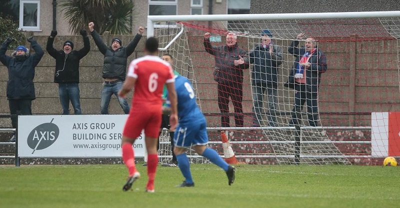 Action from last seasons game at Harrow with Henry Spalding’s shot flies home in the first few minutes