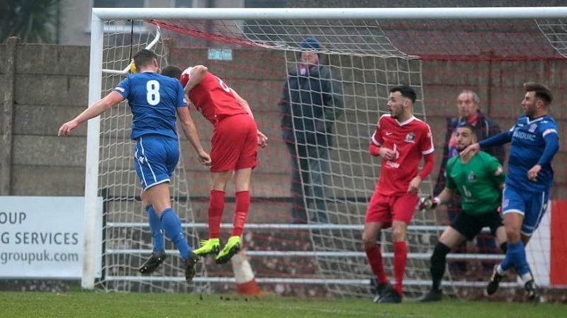 Action from last seasons game at Harrow with Mat Liddiard heading our second goal from a corner