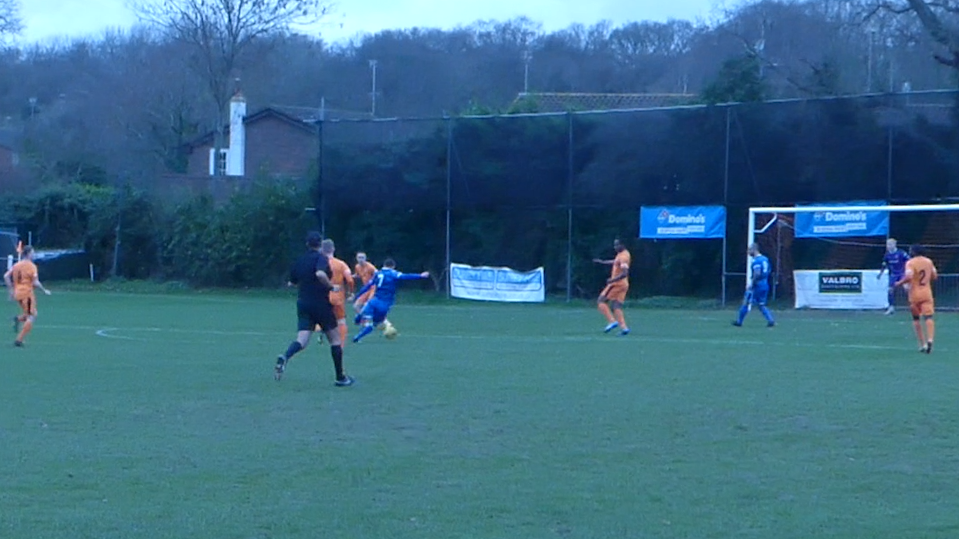 Henry Spalding scores the opening goal at Hartley Wintney on New Years Day