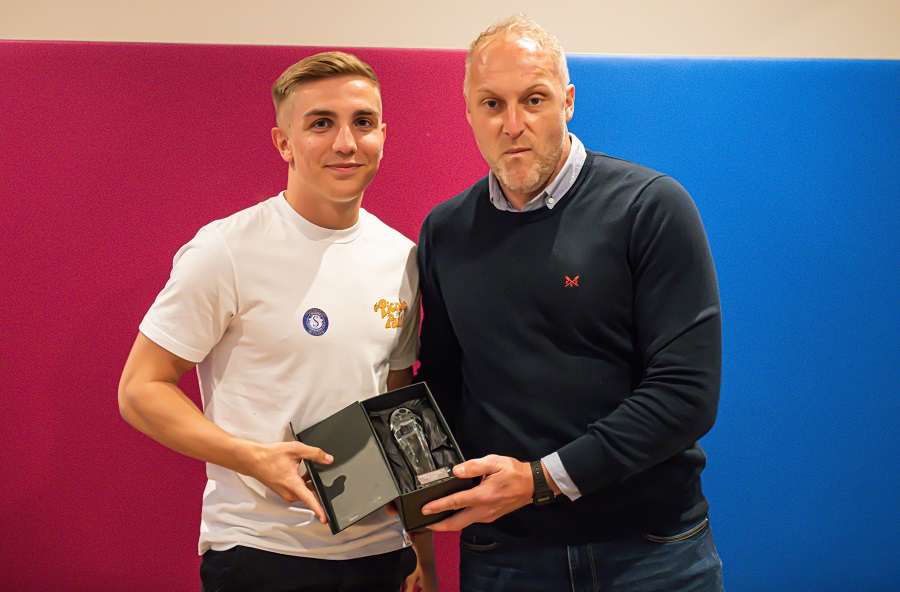 Kieran Phillips was the club’s leading goalscorer. Presented by assistant manager Charlie Griffin
