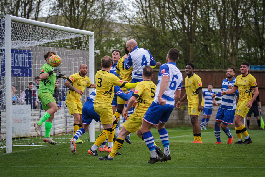 Jamie Edge heads home  Marine’s third goal