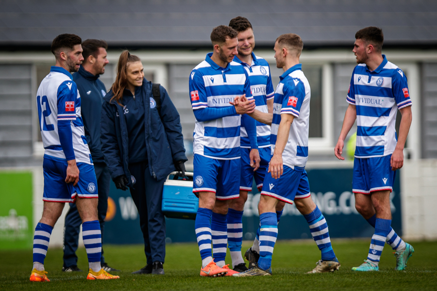 The players celebrate the end of the game and the season