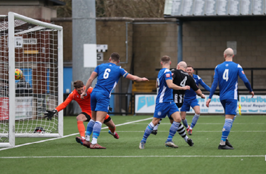 Keith Emmerson scores the opening goal for Dorchester