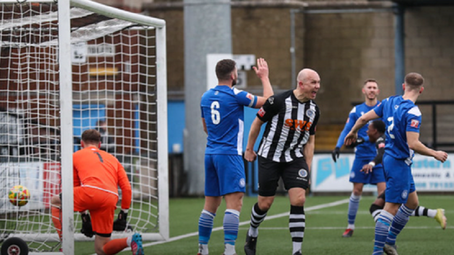 Keith Emmerson scores the opening goal for Dorchester