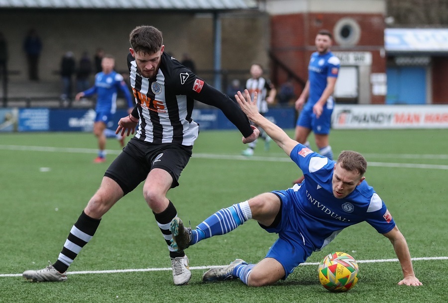 Sam Turl was into the action early doors as he was fouled by Harvey Bradbury