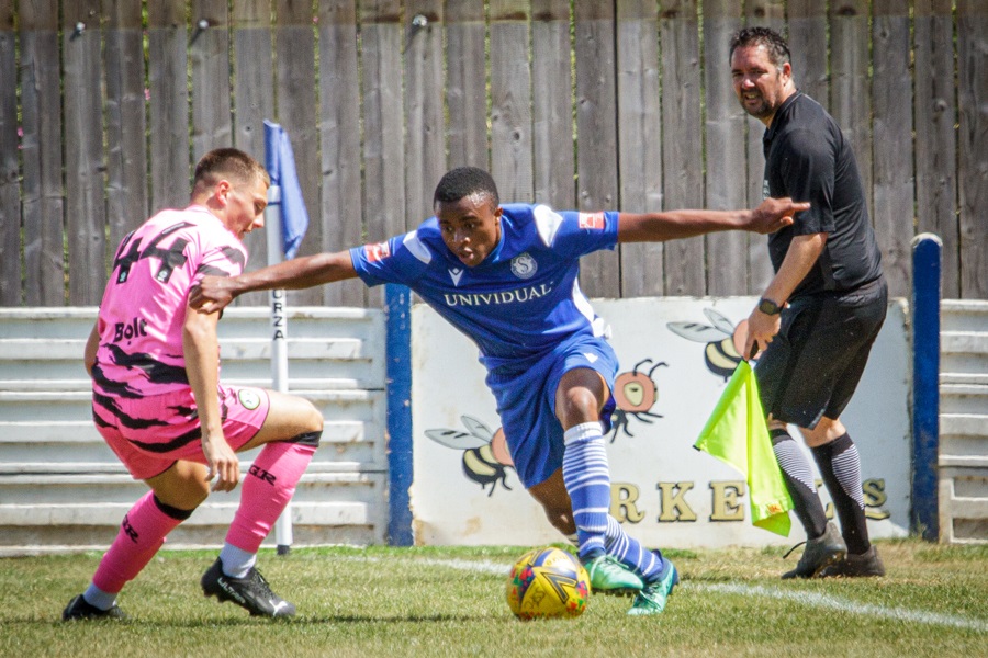 Recent trialist and now new signing Wayne Nderemani was introduced at half time