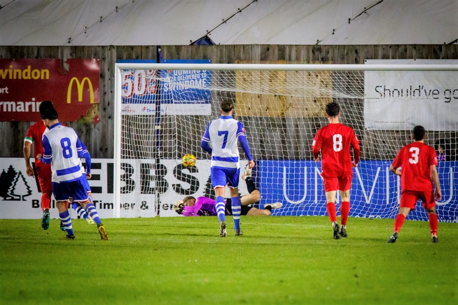 Harry scores our goal against Harrow December from the penalty spot