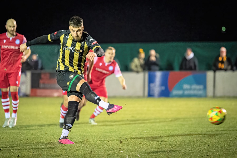 Tony-James Lee score the first goal from the penalty spot