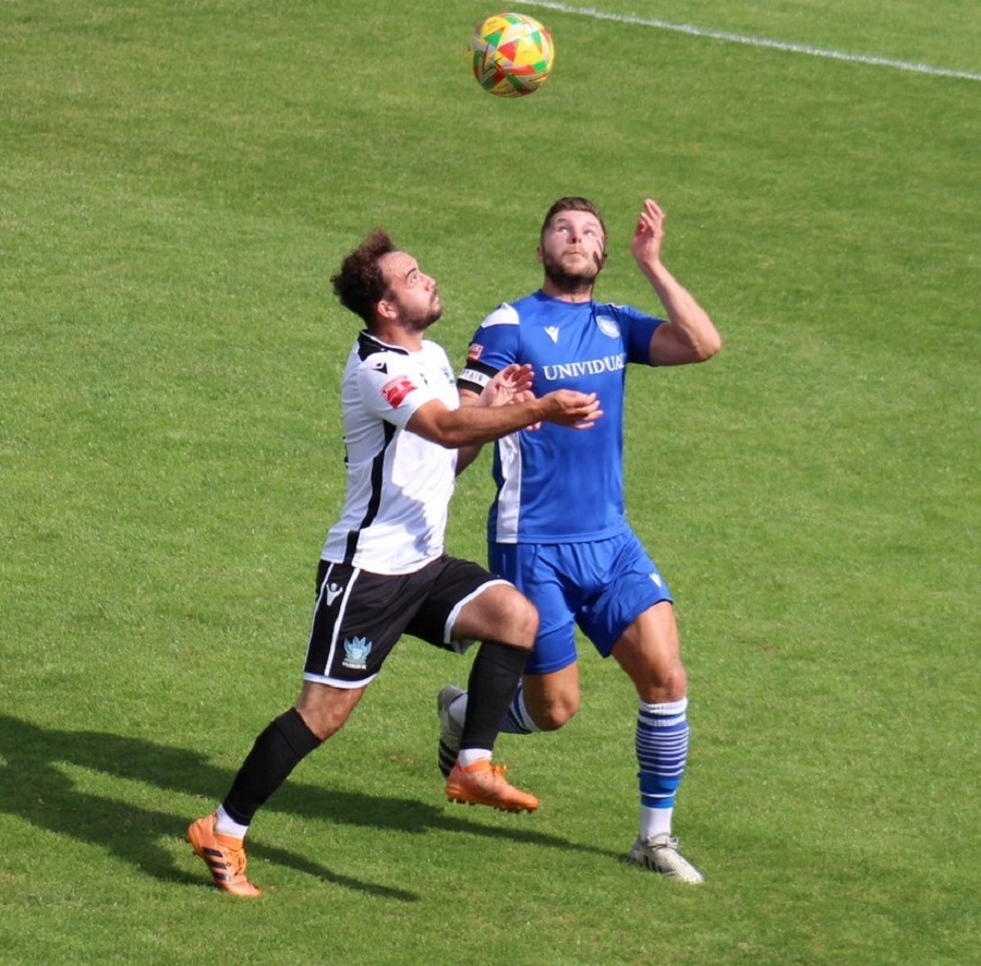 Salisbury goalscorer Antonio Diaz and Marine’s Mat Liddiard in action from our last encounter