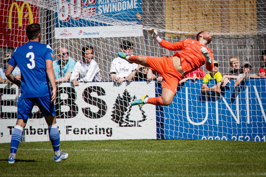 Connor Johns pulls off a great save to deny Town an equaliser