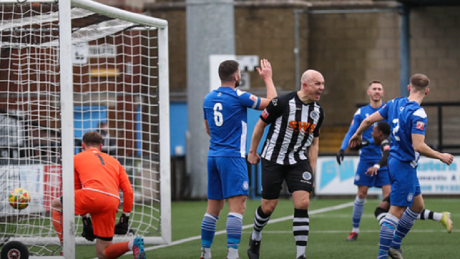 Dorchester’s Keith Emerson opens the scoring in our last meeting back in January