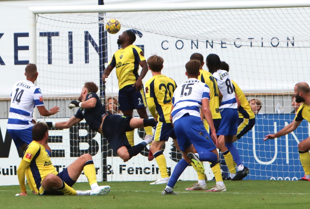 Gabe Reivers (15) slams home the equalising goal