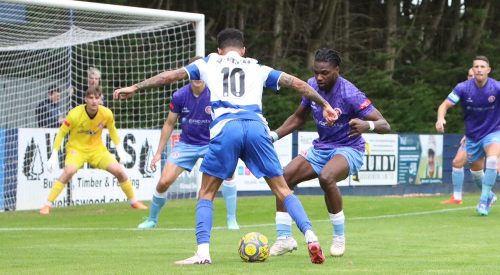 Michael Fernandes tormented the Poole defence all game and scored the 65th Minute equaliser