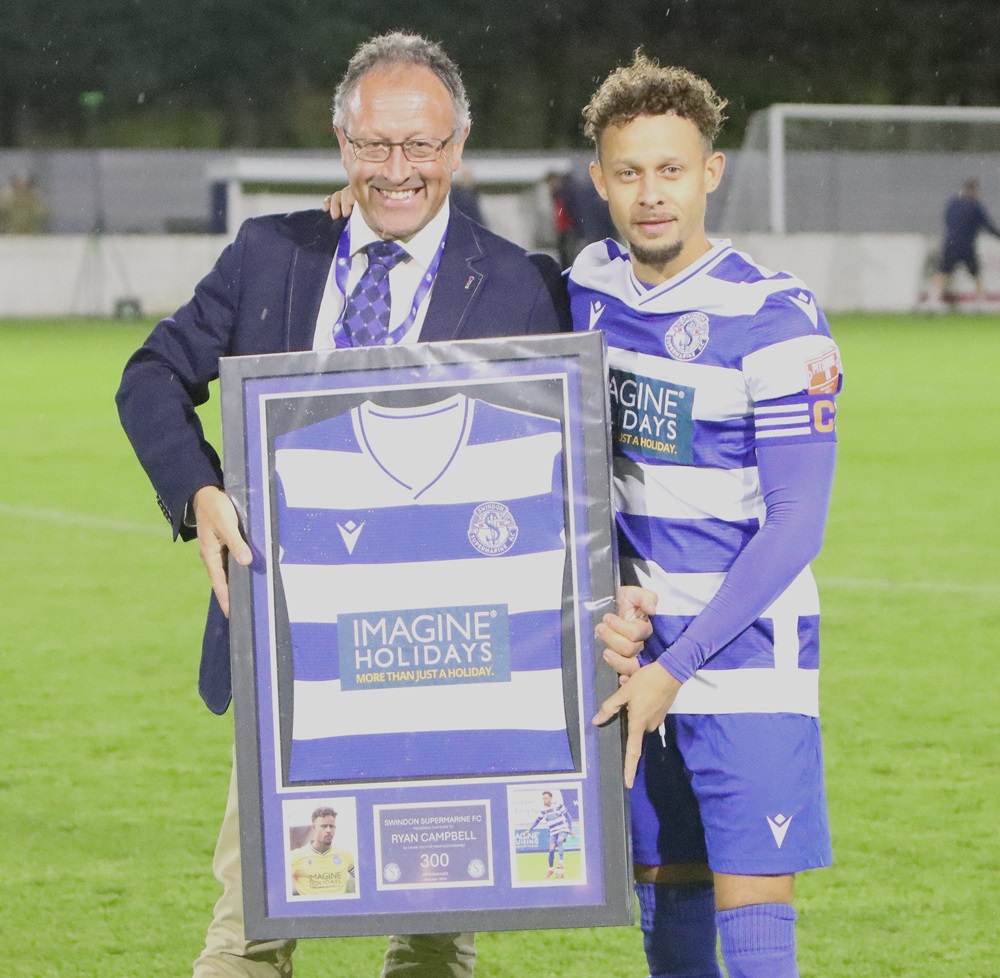 Ryan Campbell’s prematch presentation for passing 300 games for Marine