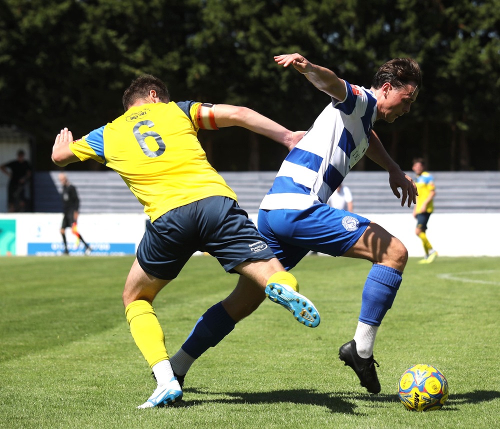 James Harding gets past his marker