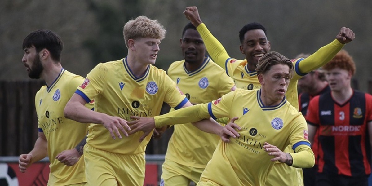 Frankie Monk celebrating one of his five goals against Tavistock