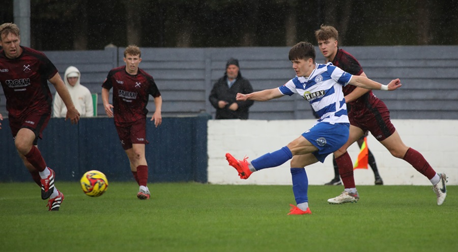 Marcel Lewis has an early shot at goal