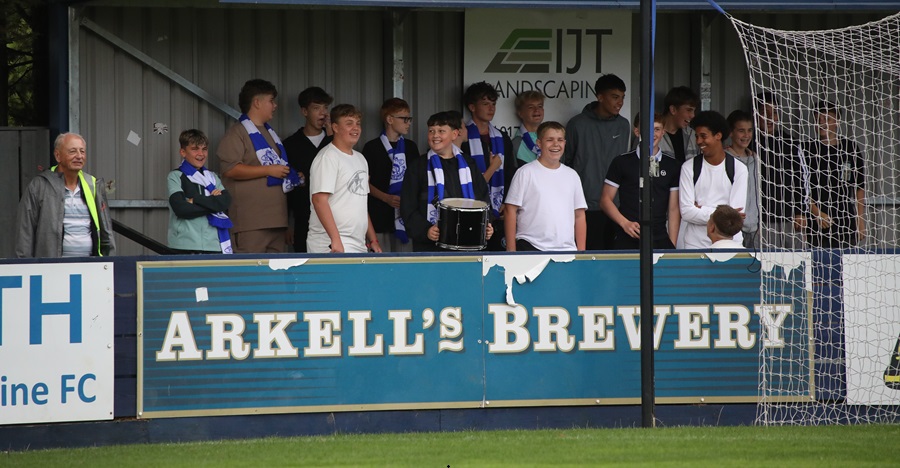 Some of the young and vocal supporters behind the goal