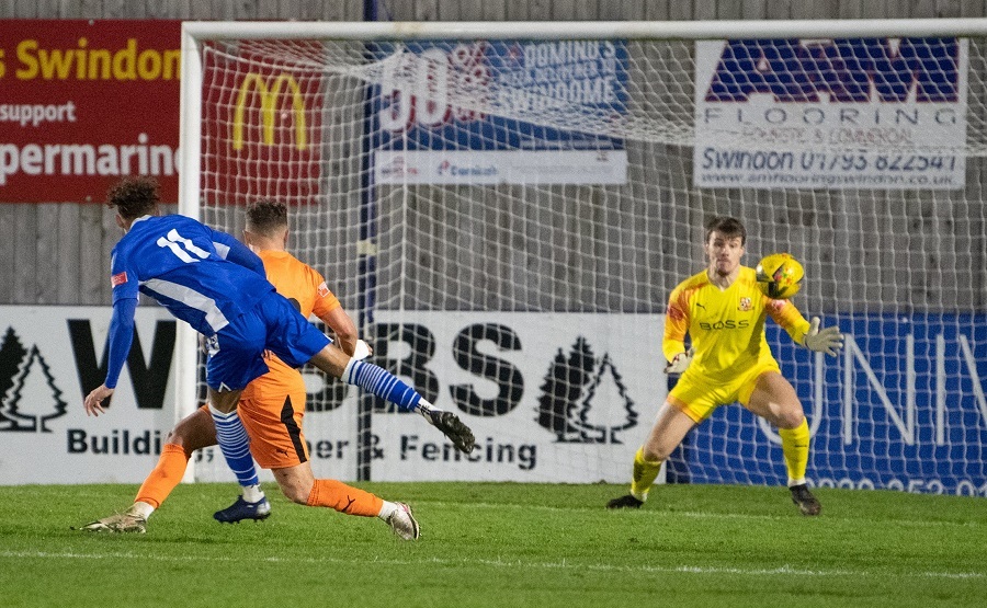 Ryan Campbell scores Marine’s first goal