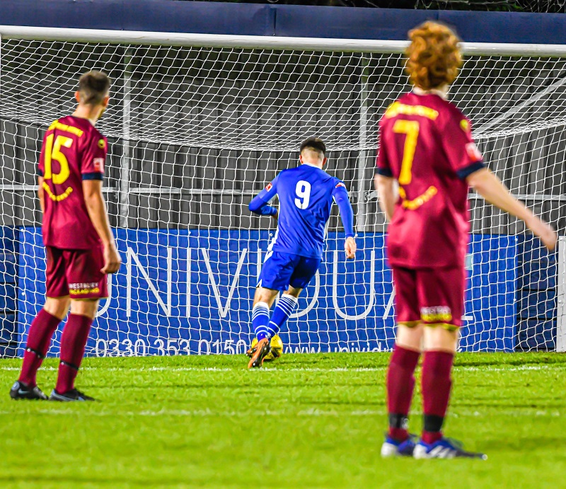 Zack Kotwica walks the ball in for a late goal