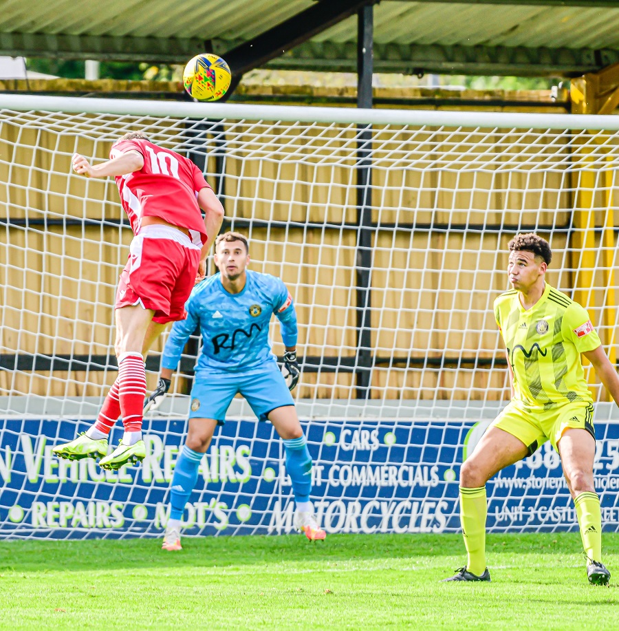 Harry Williams gets to Zebroski’s excellent cross to head goalward