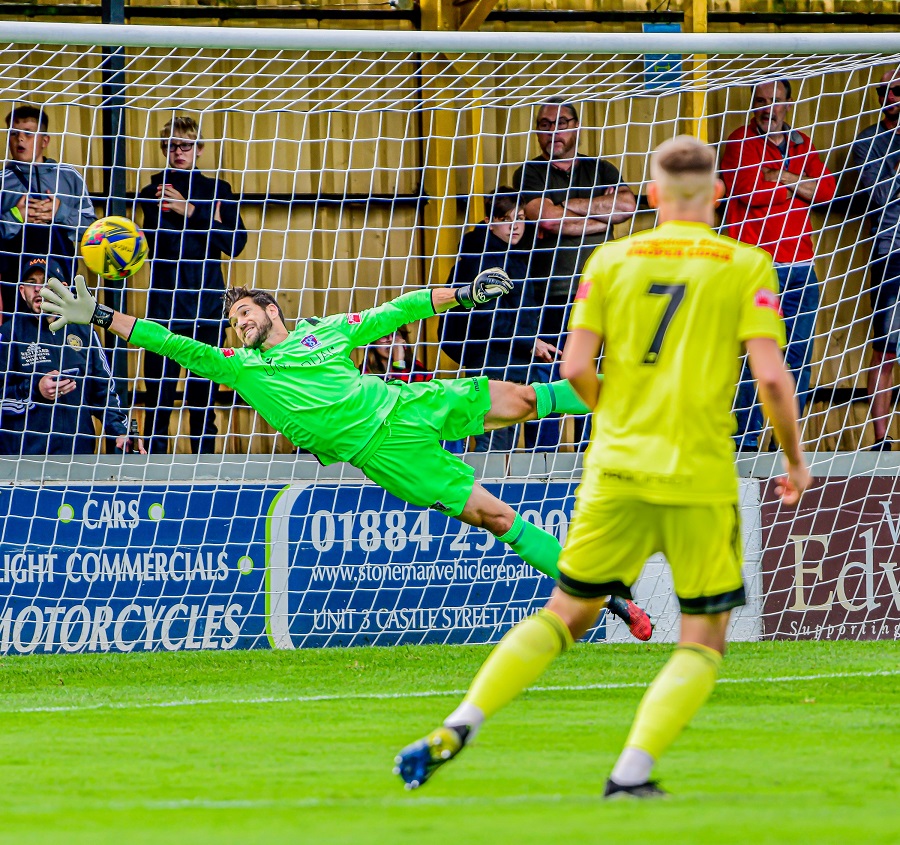 Martin Horsell pulls of a good save
