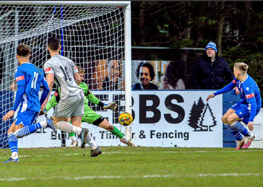 Kieran Phillips scores Marine’s third goal