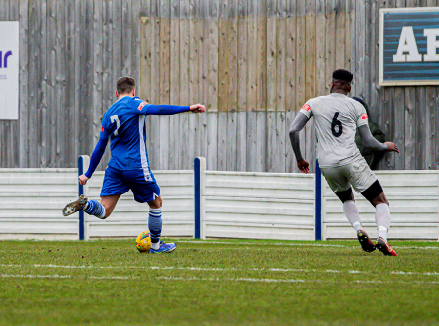 Henry Spalding’s close range shot in for Marine’s second goal