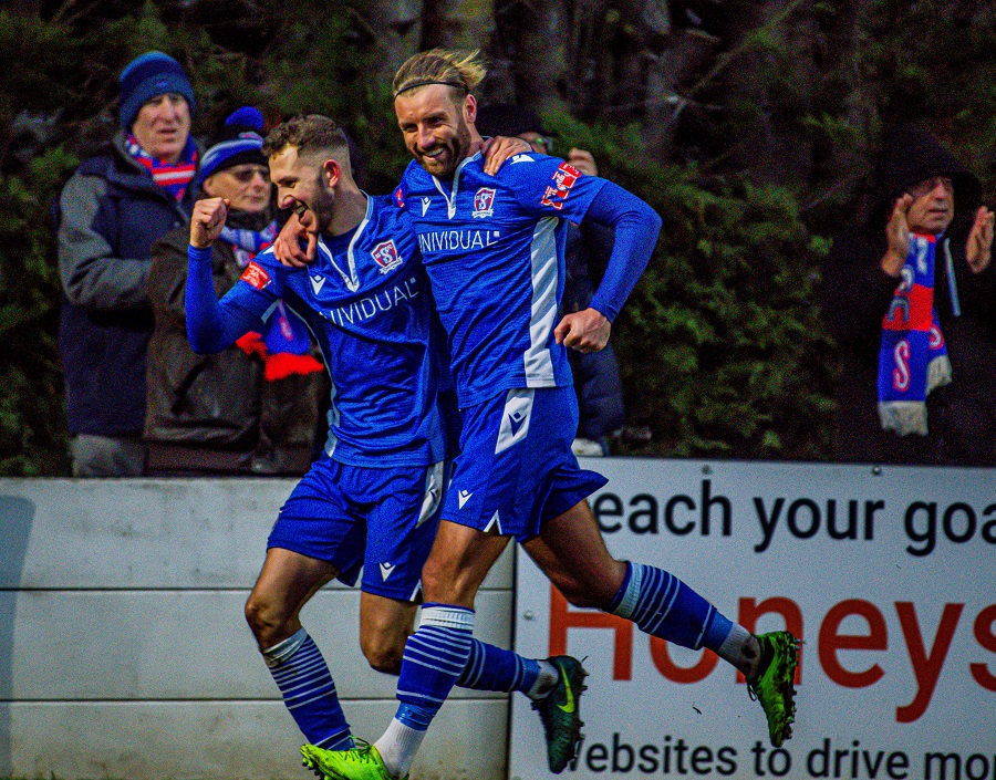 Conor McDonagh is the first to celebrate with Harry Williams after his goal