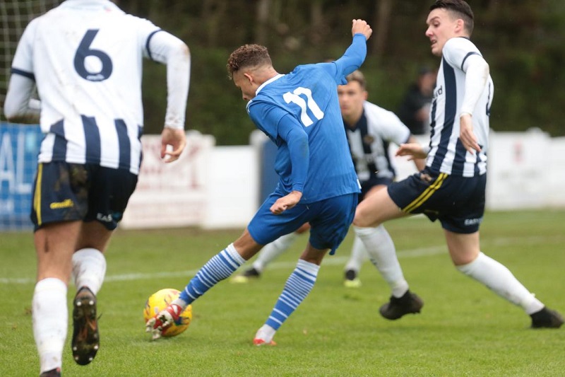 Ryan Campbell lets fly for Marine’s third and winning goal