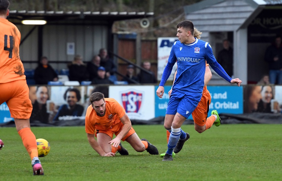 Henry Spalding slides the ball through to Harry Williams for the opening goal