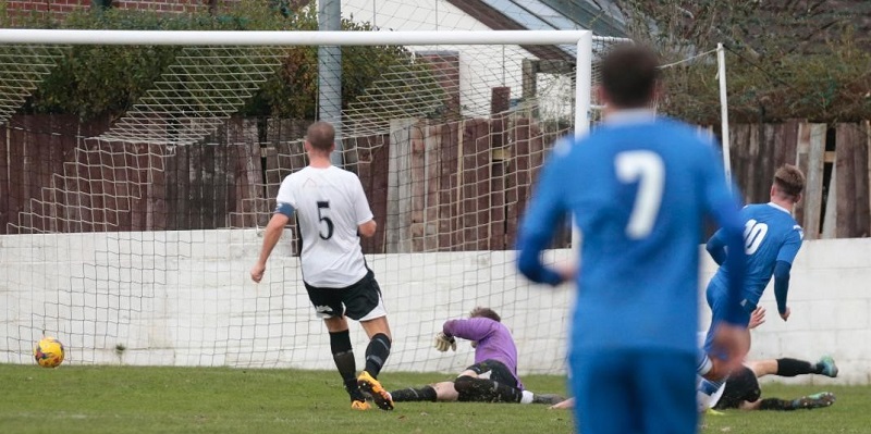 Photo’s above, the players celebrate Conor’s opener and below his goal in the 24th minute