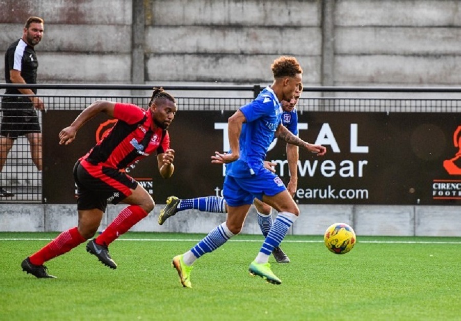 Ryan Campbell in action at Cirencester Town