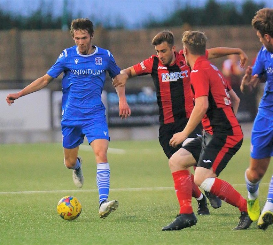 Goalscorer Jack Stanley goes on the attack