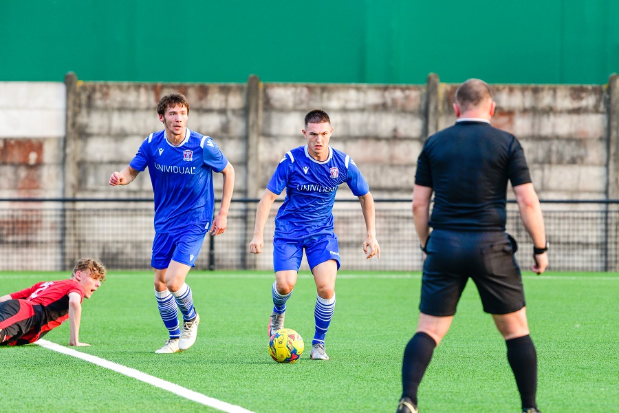 Recent signings Jack Stanley & Rhys Wells in action at Cirencester Town