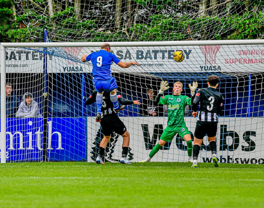 Marine’s star man David Pratt’s header was superbly saved by Dorchester’s Will Buse