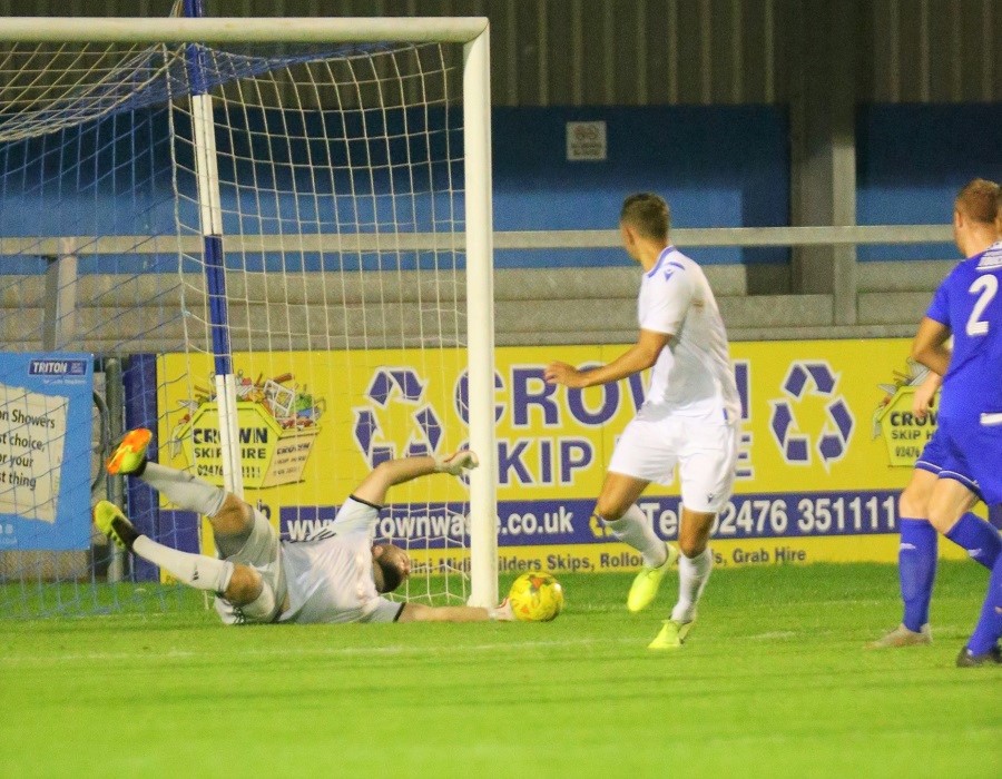 Harry Williams looks on as Zack Kotwicka’s shot is saved