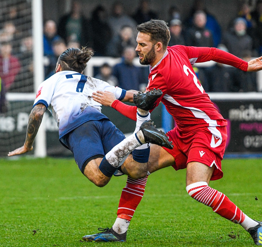 Michael Hopkins upends Boro winger Ricky Holmes
