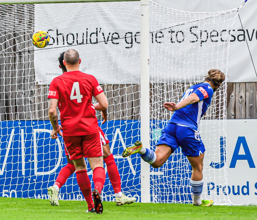 Conor’s header hits the back of the net